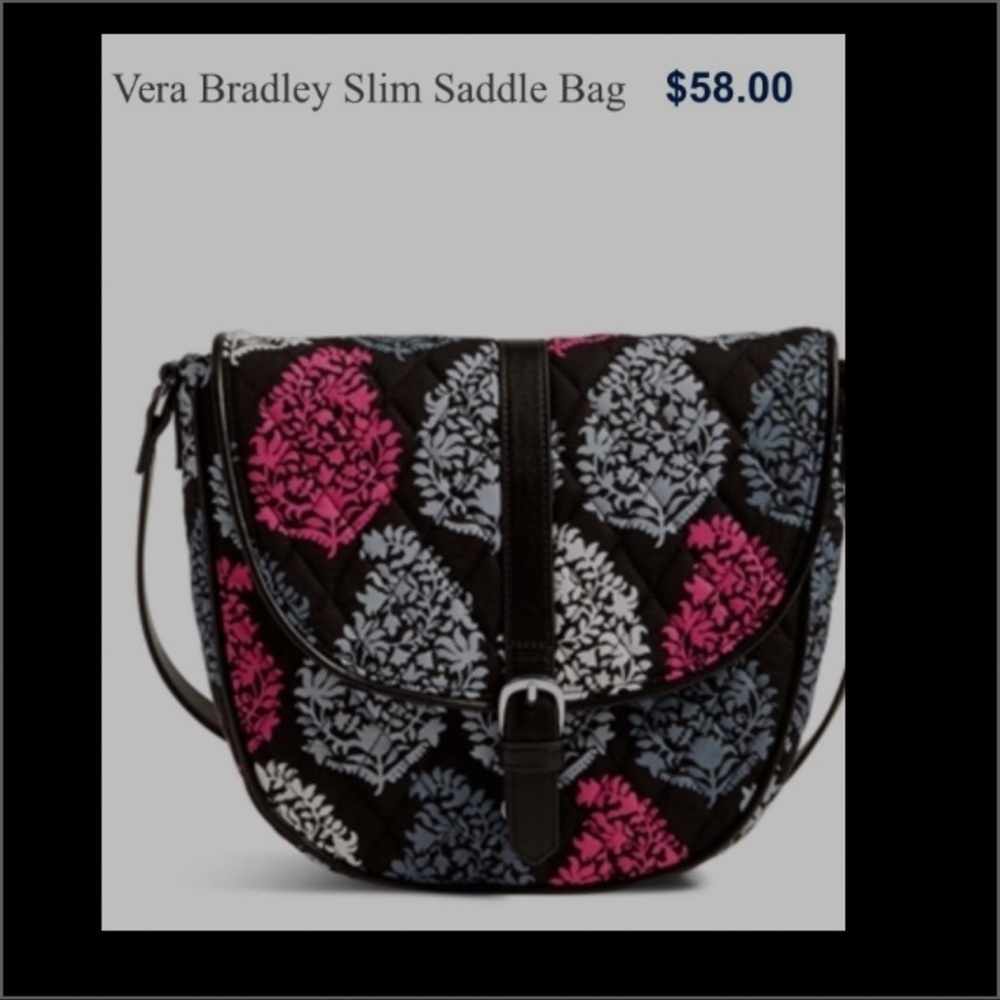 Vera Bradley Black and Pink Floral Crossbody Bag - Picture 3 of 3